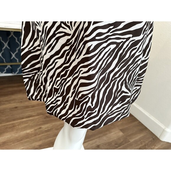 ZEBRA Print Sheath Shift Dress Sz 12 Smocked Front Sleeveless Animal Bubble Hem - Picture 4 of 13